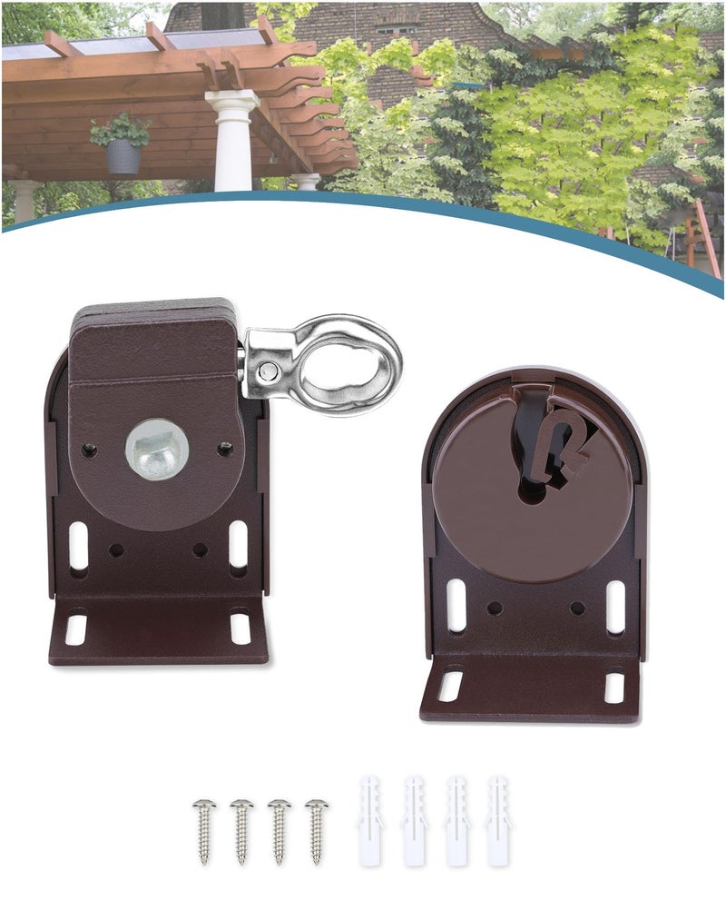 IVYSUN Shade Replacement Parts,Mounting Brackets,Upgrade to Metal Ring,Compatible with Coolaroo Exterior Roller Shade(Brown,1 Pair) - Image 1